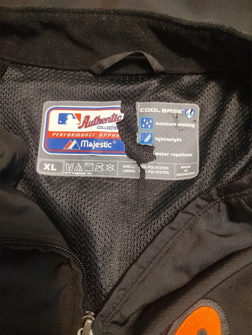 Majestic Baltimore Orioles MLB Pullover Windbreaker Jacket Black/Orange Adult XL